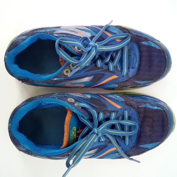 Skechers Go Run 4 Big Kid Blue Green Active Sneakers 3.5 Laces - Picture 4 of 13